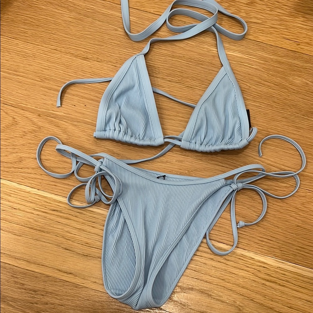 Vaya Island blue ribbed bikini set